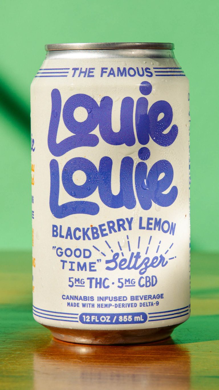 Louie Louie Blackberry Lemon can on a table