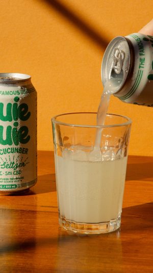 Louie Louie Ginger Cucumber Seltzer poured into a glass