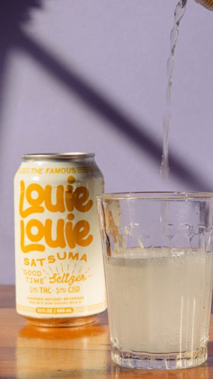 Louie Louie Satsuma can and glass